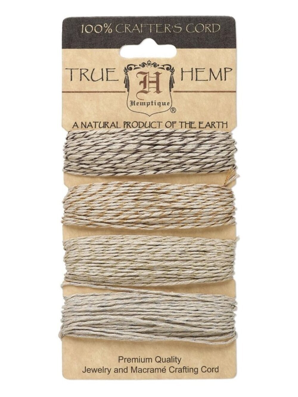 120' Brown Orange Gold Silver Metallic Natural Hemp String Cord Variety Pack